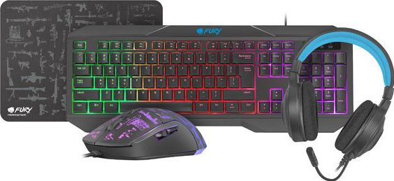 Fury Zestaw dla graczy 4 w 1 Thunderstreak 3.0 klawiatura + mysz + słuchawki + podkładka
